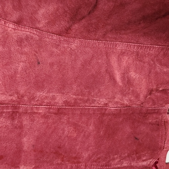 Live A Little Red Suede Jacket Leopard Lined Womens Medium Moto Jacket Bikercore - Picture 10 of 11